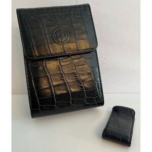 CLFT Luxury Leather Belt Pouch & Matching Money Clip Set – Croc-Embossed Black